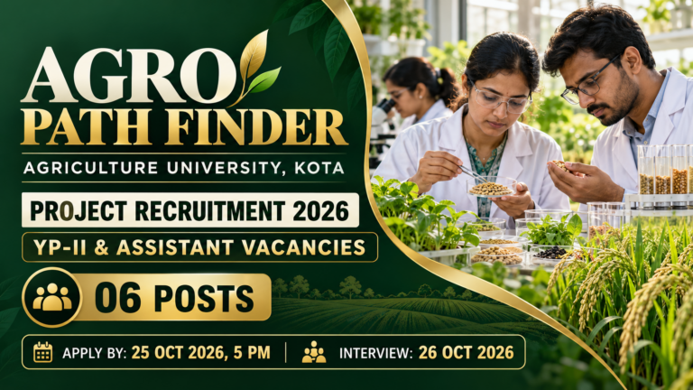 AU Kota Recruitment 2026: 6 YP-II and Assistant Posts—Apply by October 25