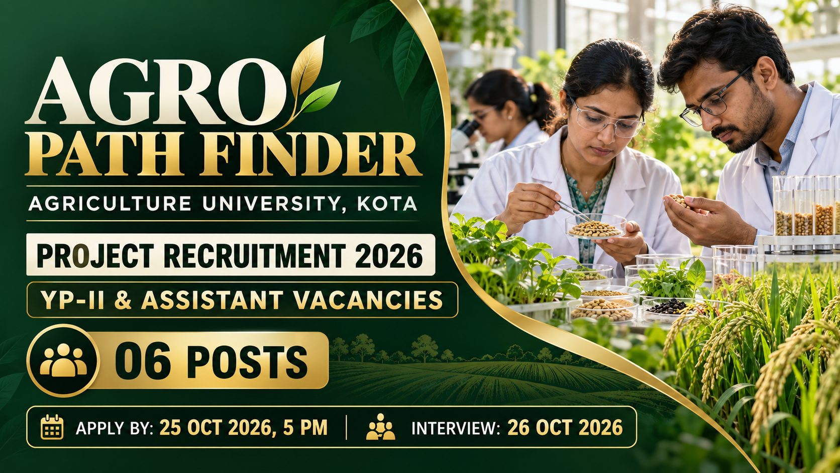 AU Kota Recruitment 2026: 6 YP-II and Assistant Posts—Apply by October 25