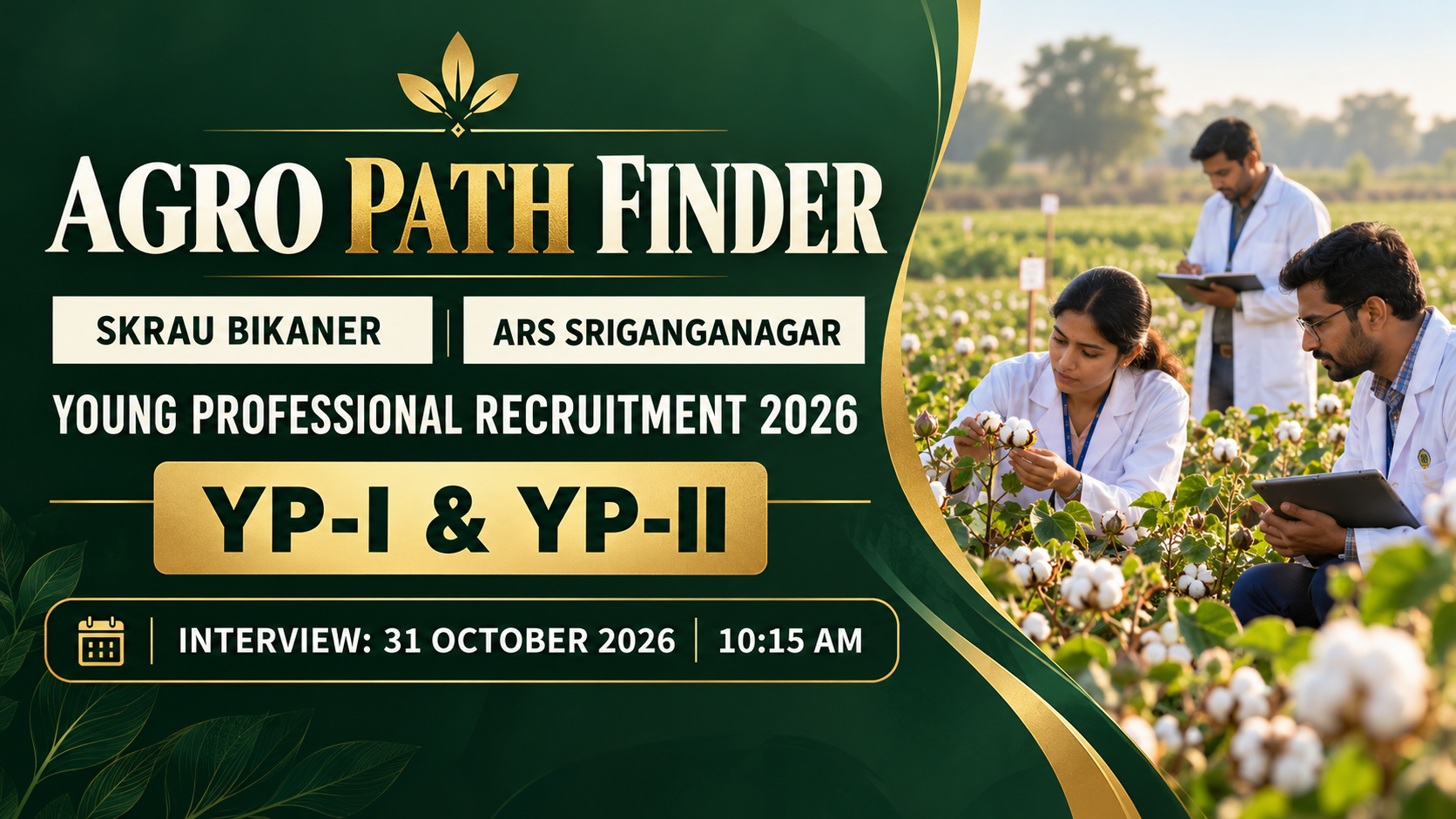 SKRAU Recruitment 2026: 7 Young Professional Posts at ARS Sriganganagar